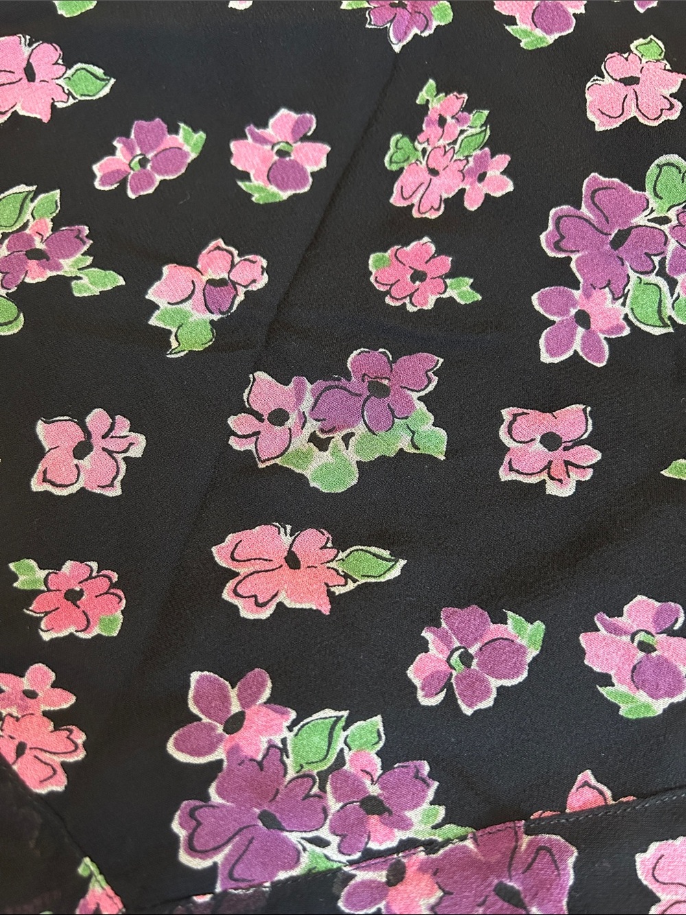 VTG Silk Chiffon Midi Dress with Pink & Green Floral Print bias-cut 16W - Picture 14 of 16